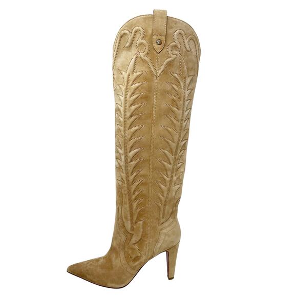 Christian Louboutin Santia Botta 85 Suede Knee High Western Boots 38.5 - Picture 6 of 15